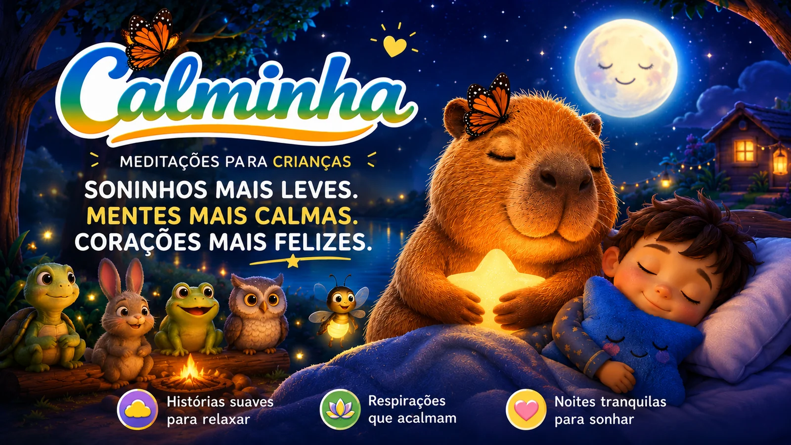 Calminha e os amigos no Lago da Calma